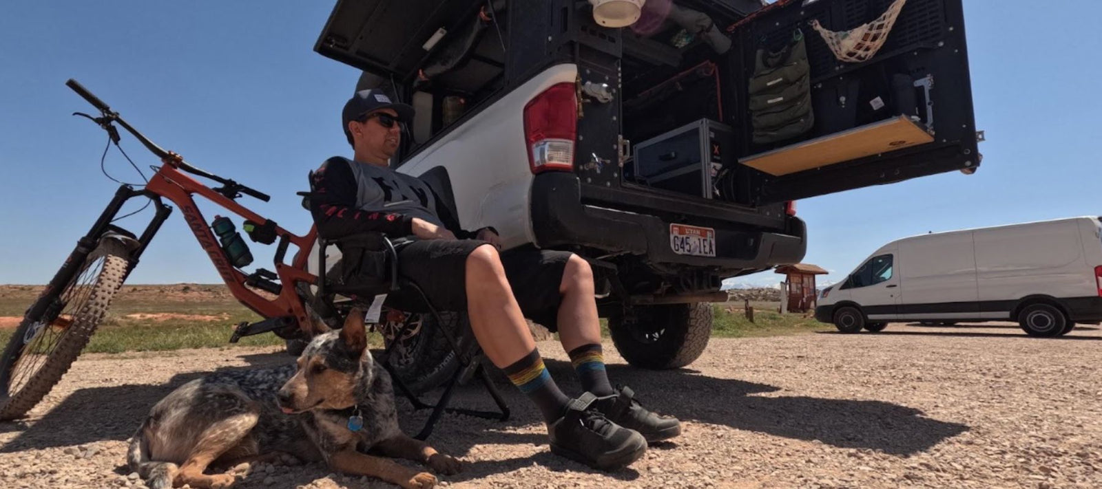 man sitting in chair in front of 2017 Toyota Tacoma SR5 4x4 