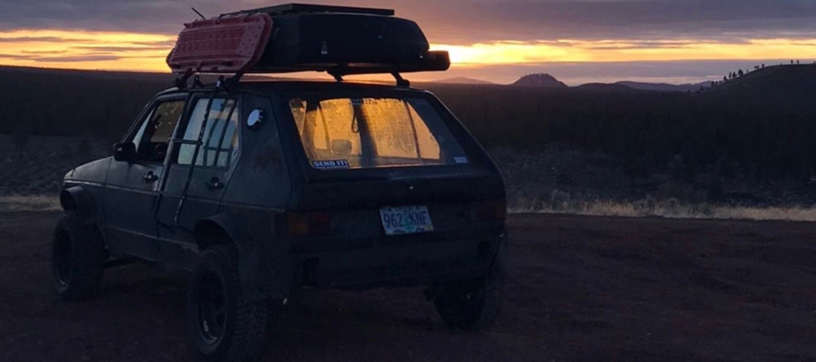1980 VW Rabbit overlooking sunset