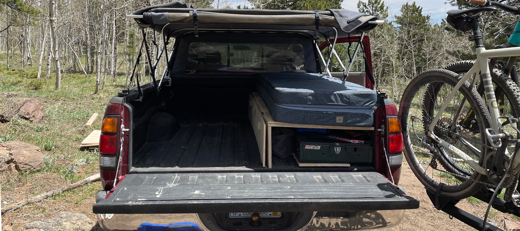 Toyota Tundra truck bed camping set up