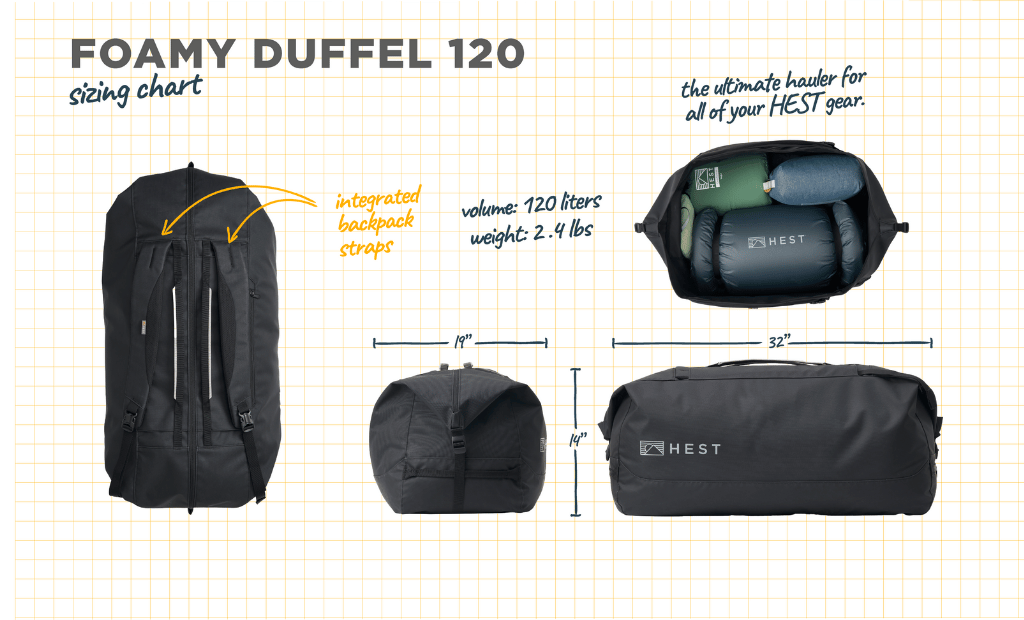 duffel bag or backpack for travel HEST Foamy Carrying Duffel