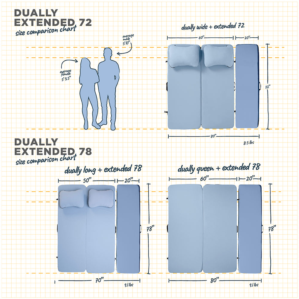 Camping Mattress Pad for Truck Bed & Rooftop Tent | Dually Extend - HEST