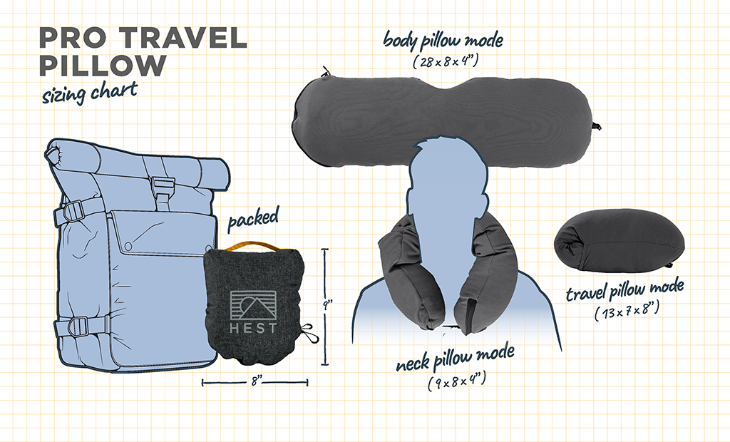 HEST Travel Camp Pillow Ultimate Comfort Support On the Go